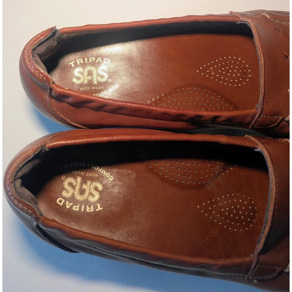 SAS Shoes Womens Size 10W Brown Leather Tripad Comfort Loafers Slip On